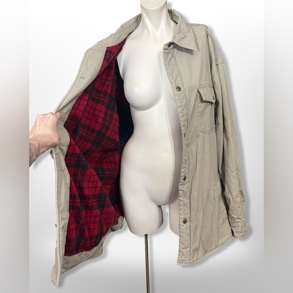 Vintage CRAFTSMAN Layered Canvas Work Jacket Plaid Flannel Fleece Lined Mens XXL - Picture 3 of 9